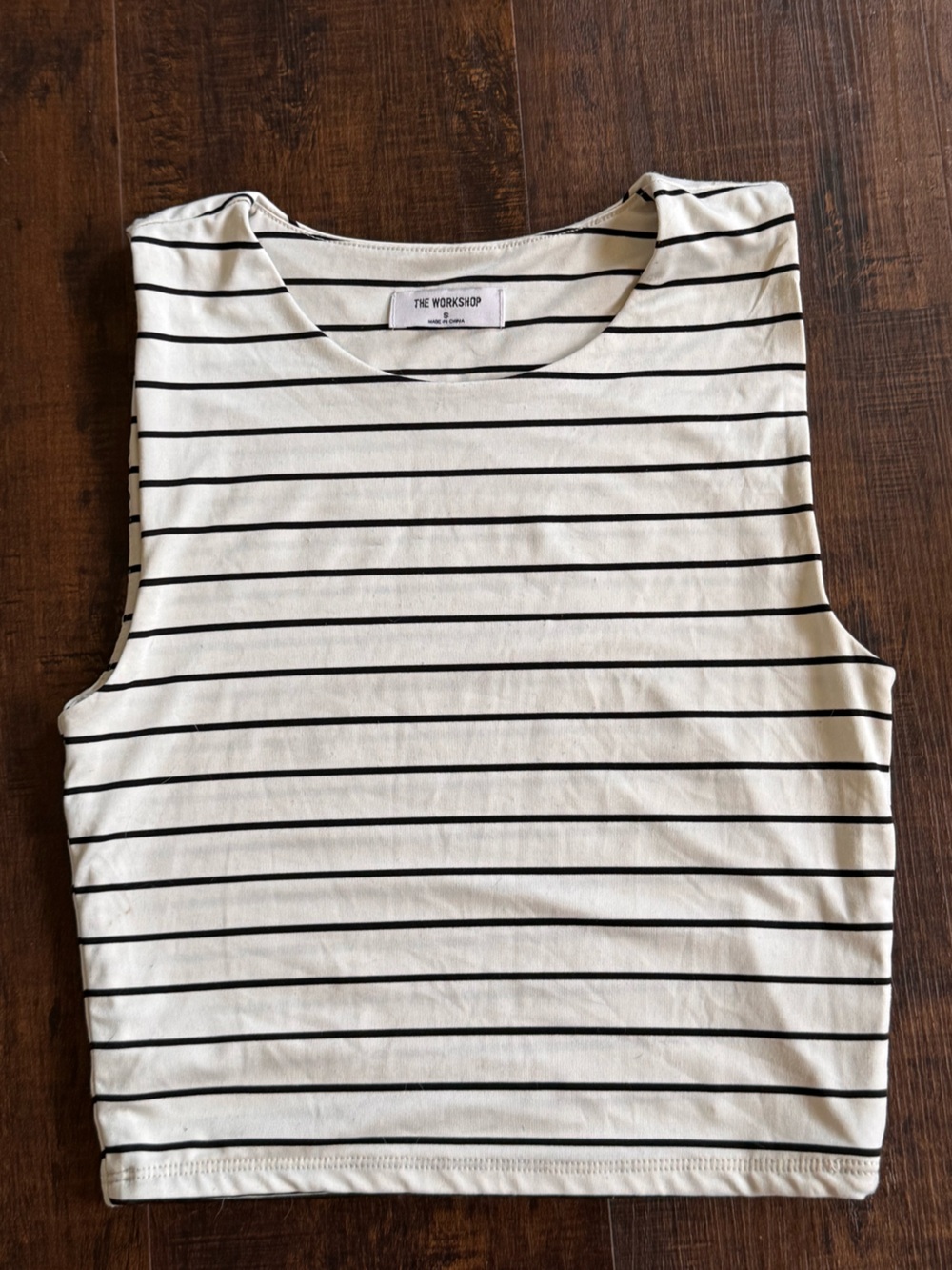 Workshop Republic Clothing White Tank Top with Black Stripes